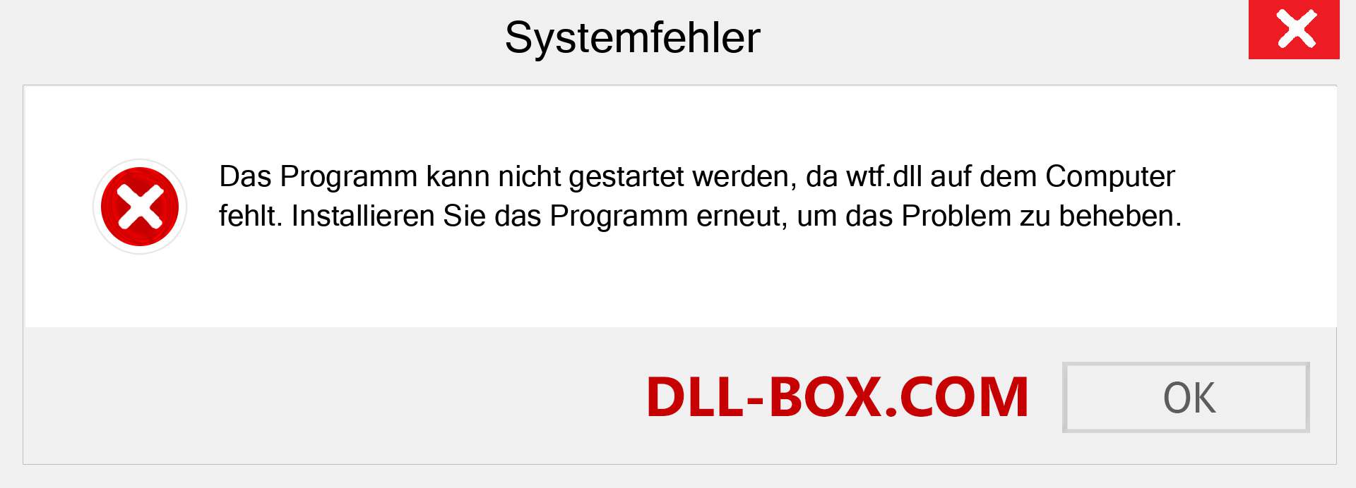 wtf.dll-Datei fehlt?. Download für Windows 7, 8, 10 - Fix wtf dll Missing Error unter Windows, Fotos, Bildern